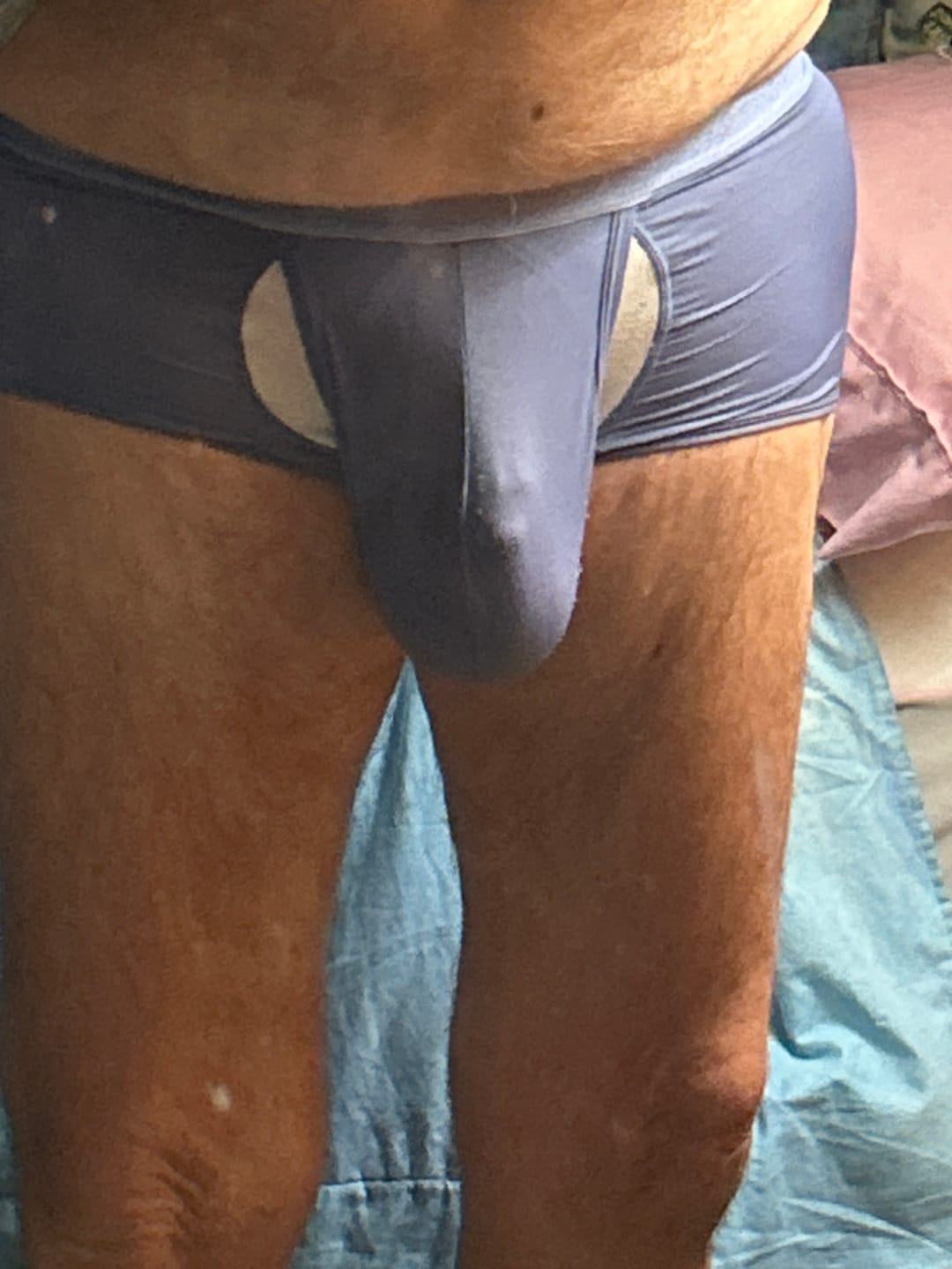 Customer photo review of 2 Pack Men's Ultra-Thin Trunks with Open Fly
