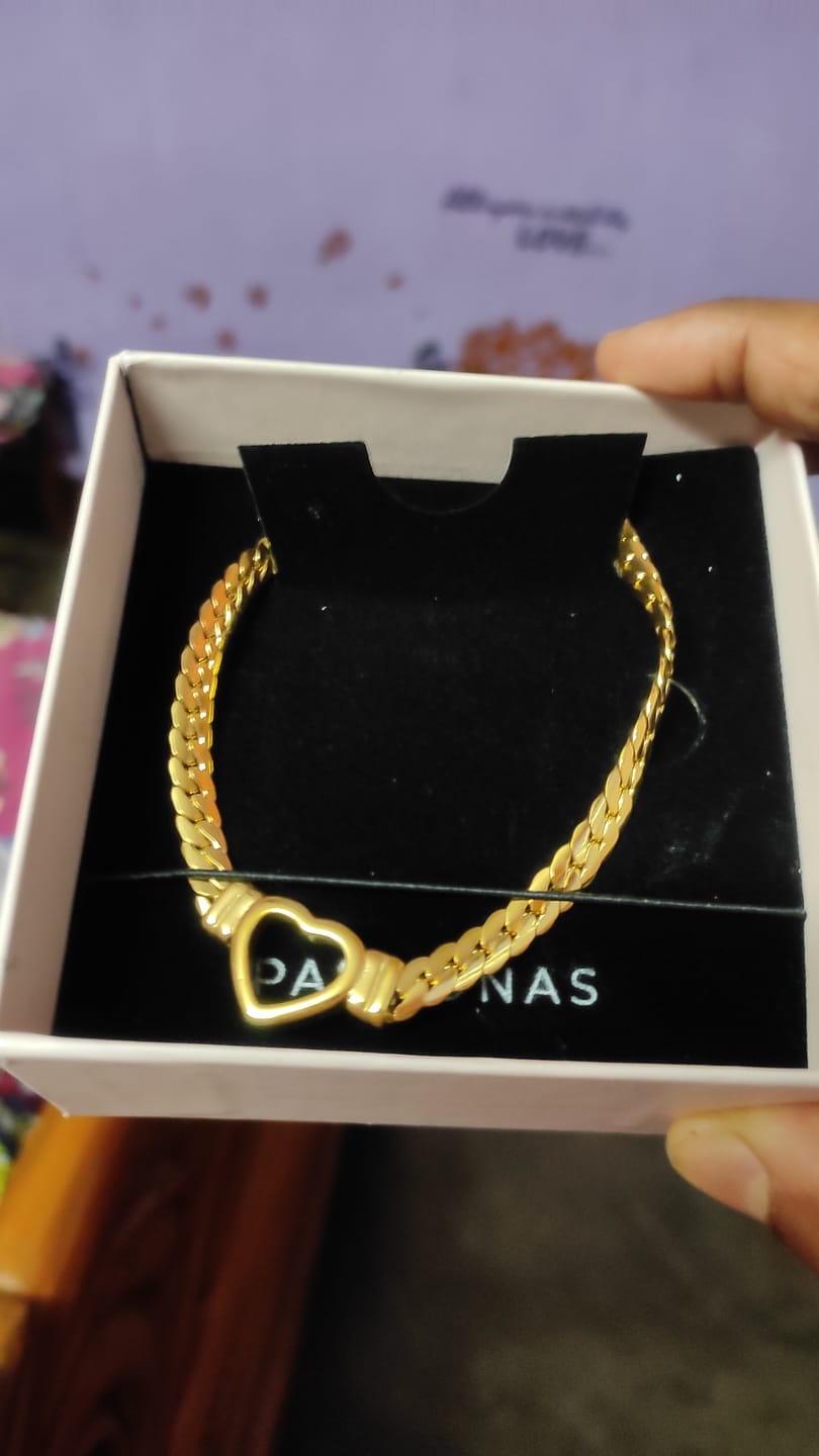 Customer photo review of Cuban Chain Hollow Heart Necklace