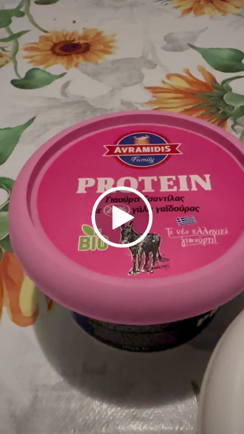 Customer video review of Greek Protein “Tsantilas” Yogurt with 20% Organic Donkey Milk – Naturally Strained, High Protein, Ultra Creamy (3x180g)