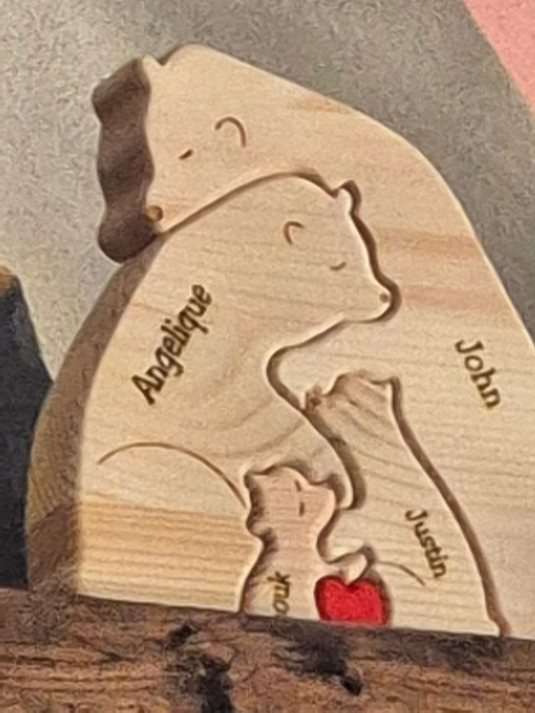 Customer photo review of Berenfamilie - Leuke gepersonaliseerde houten beren om tentoon te stellen voor het hele gezin