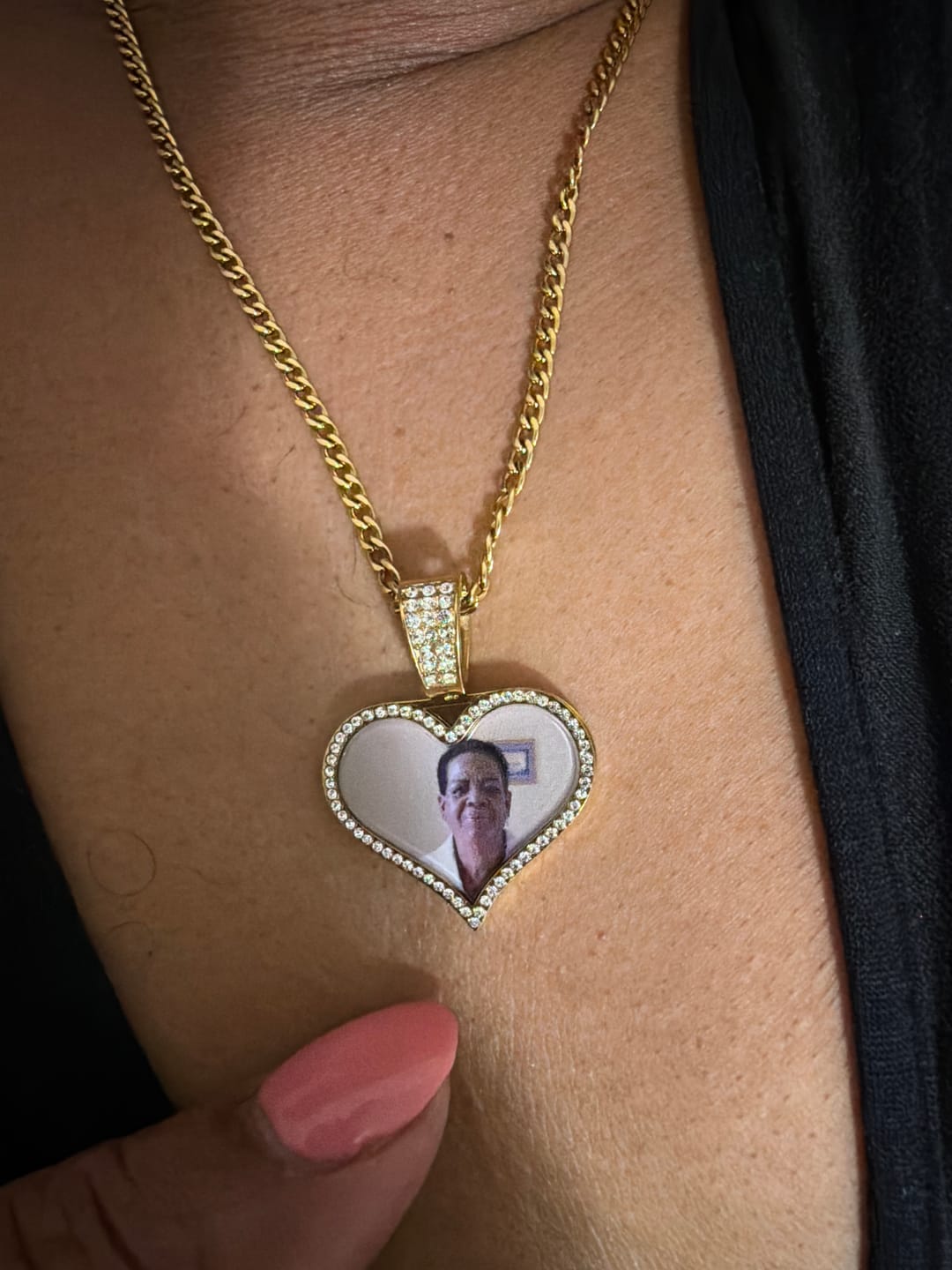 Customer photo review of Iced Photo Pendant w/ Cuban Chain