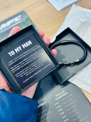 Customer photo review of "To My Man" Engraved Bracelet