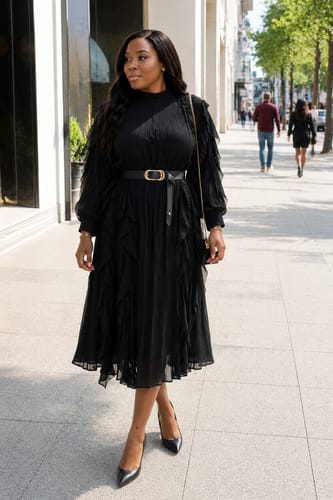 Customer photo review of A RUFFLE MIDI DRESS/BLACK
