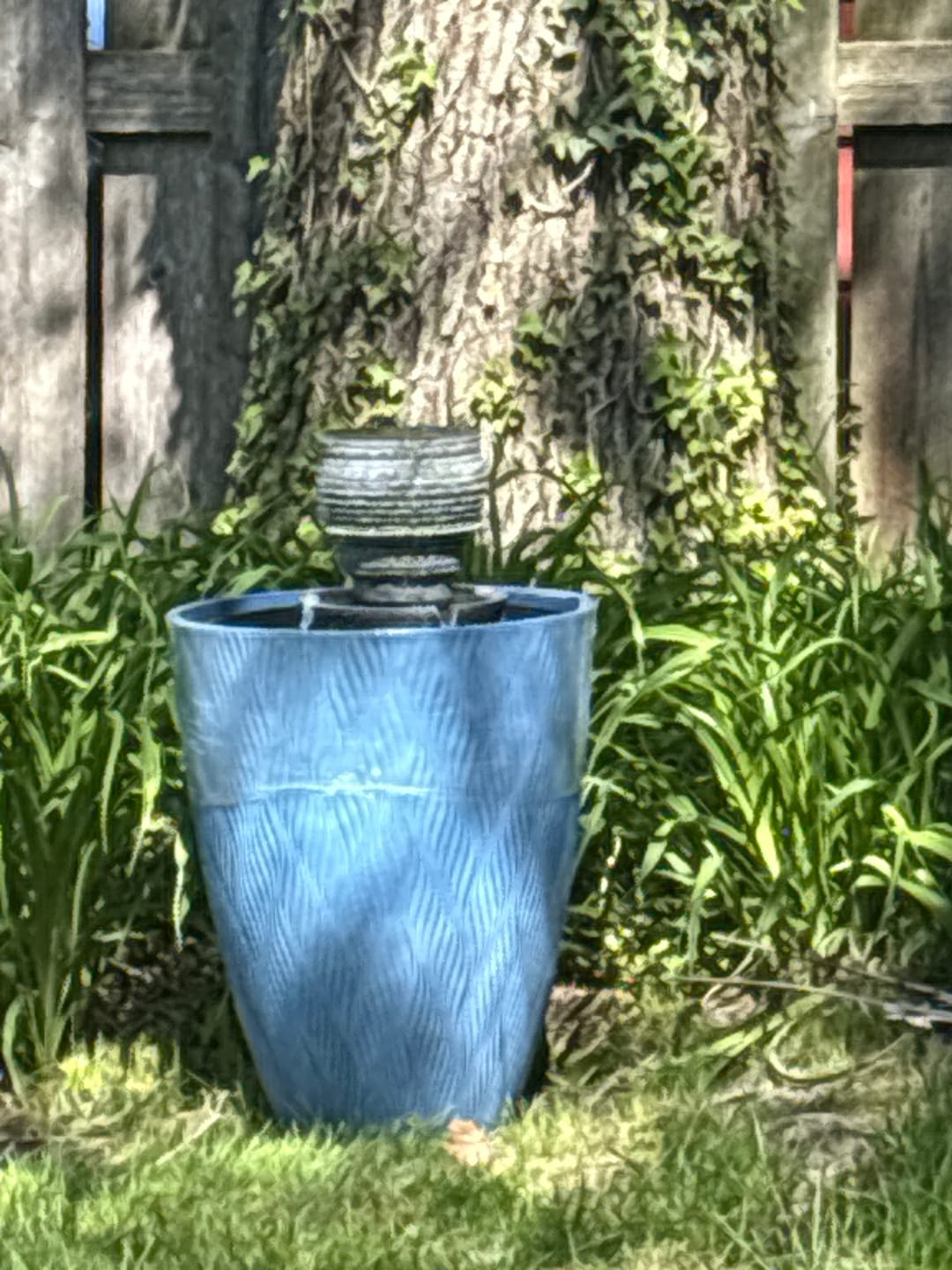 Customer photo review of Bernini Rustic Whiskey Barrel Fountain