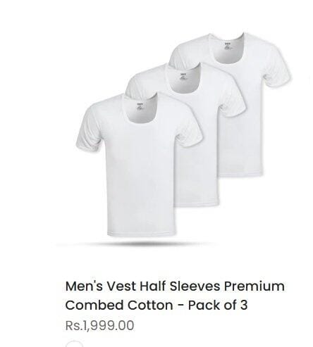 Customer photo review of Men's Vest Half Sleeves Premium Combed Cotton - Pack of 3