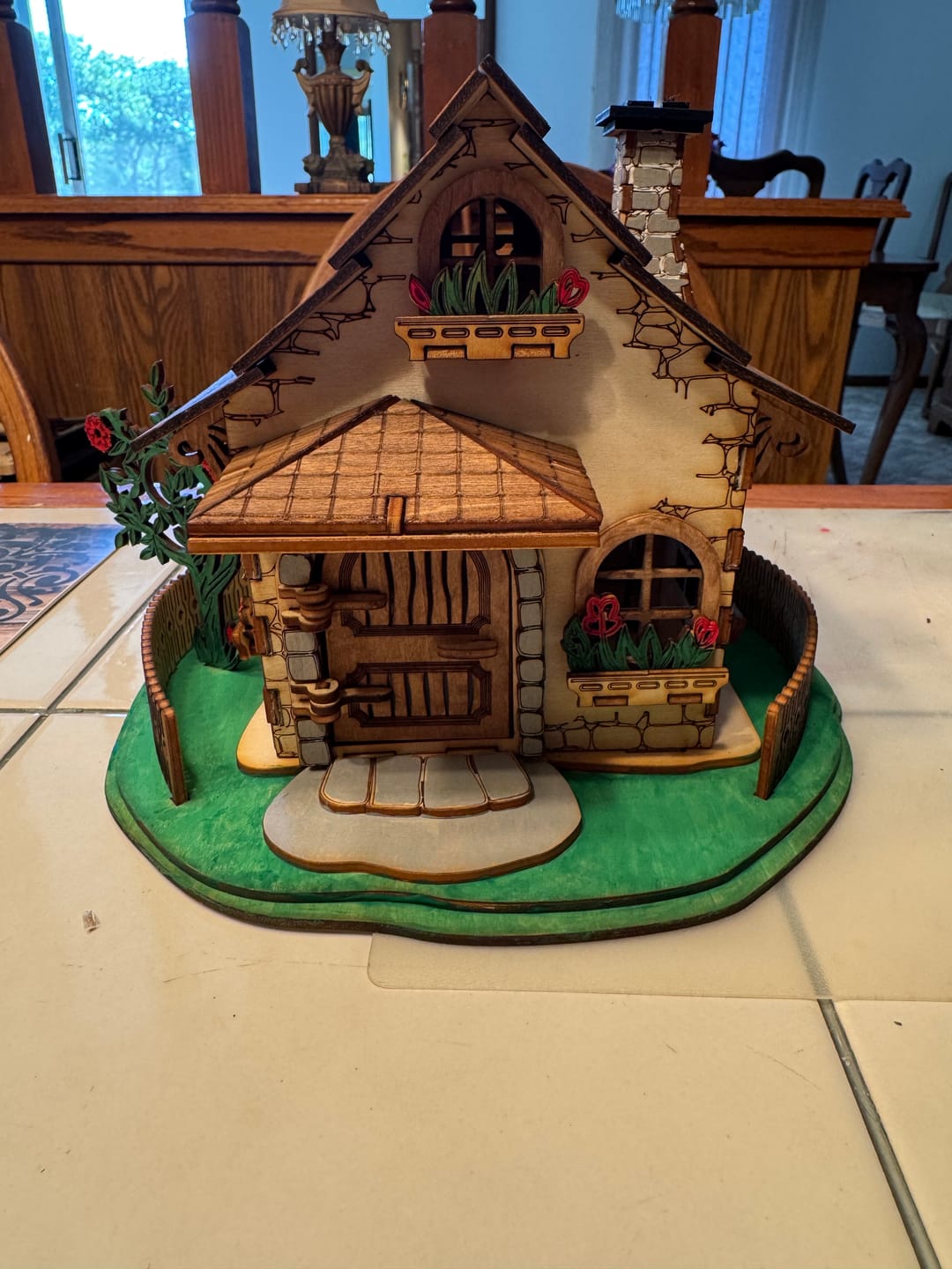 Customer photo review of Floral House Candle Holder SVG Laser Cut File