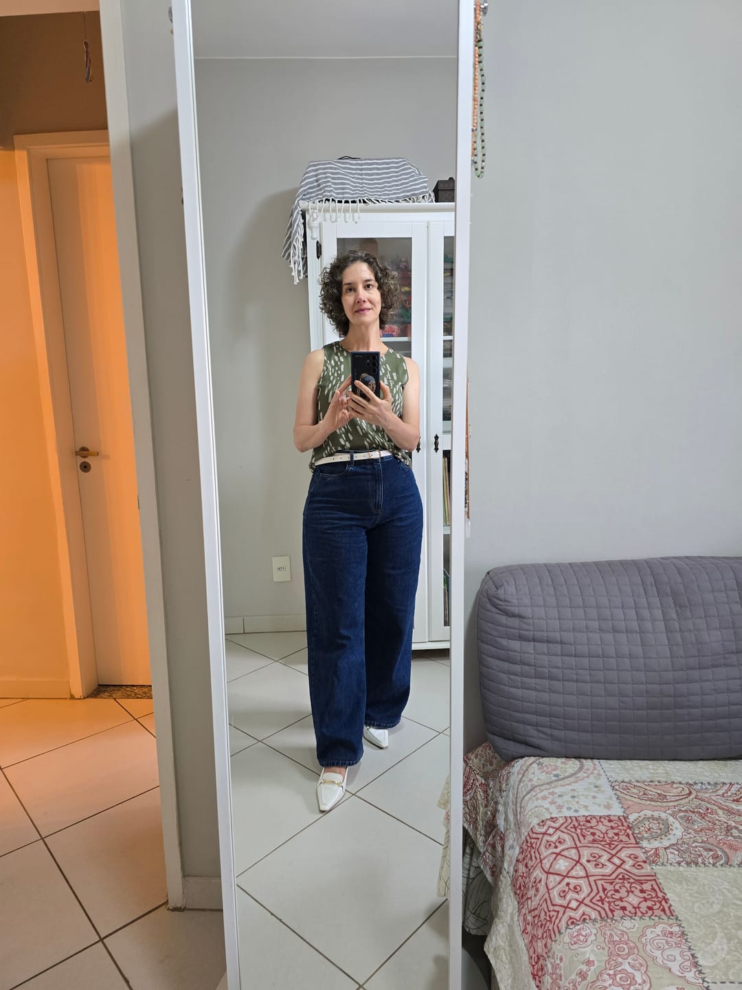 Customer photo review of Calça Jeans Wide Leg Buriti Azul Escuro