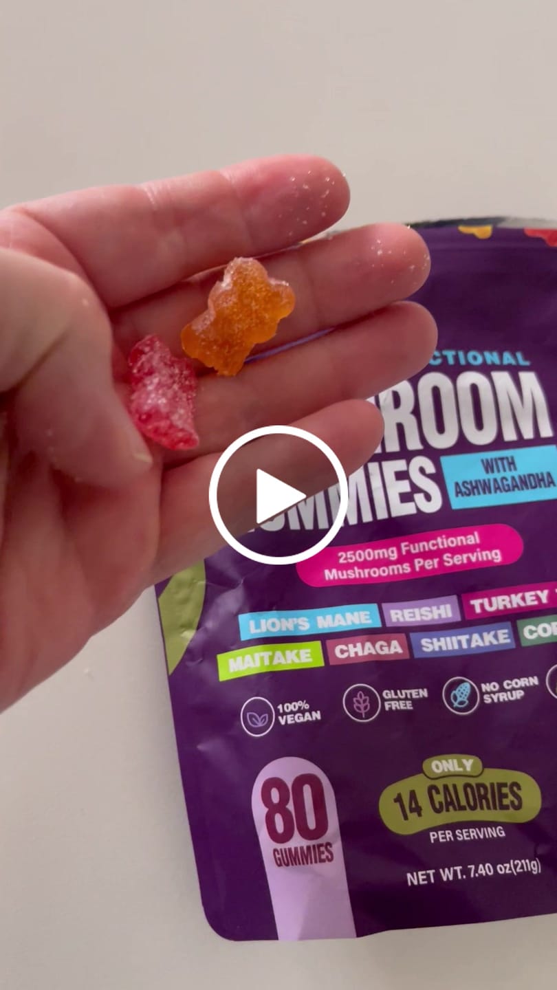 Customer video review of Focus & Calm Mushroom Gummies – 2500mg med Lion’s Mane & Ashwagandha (80 st)