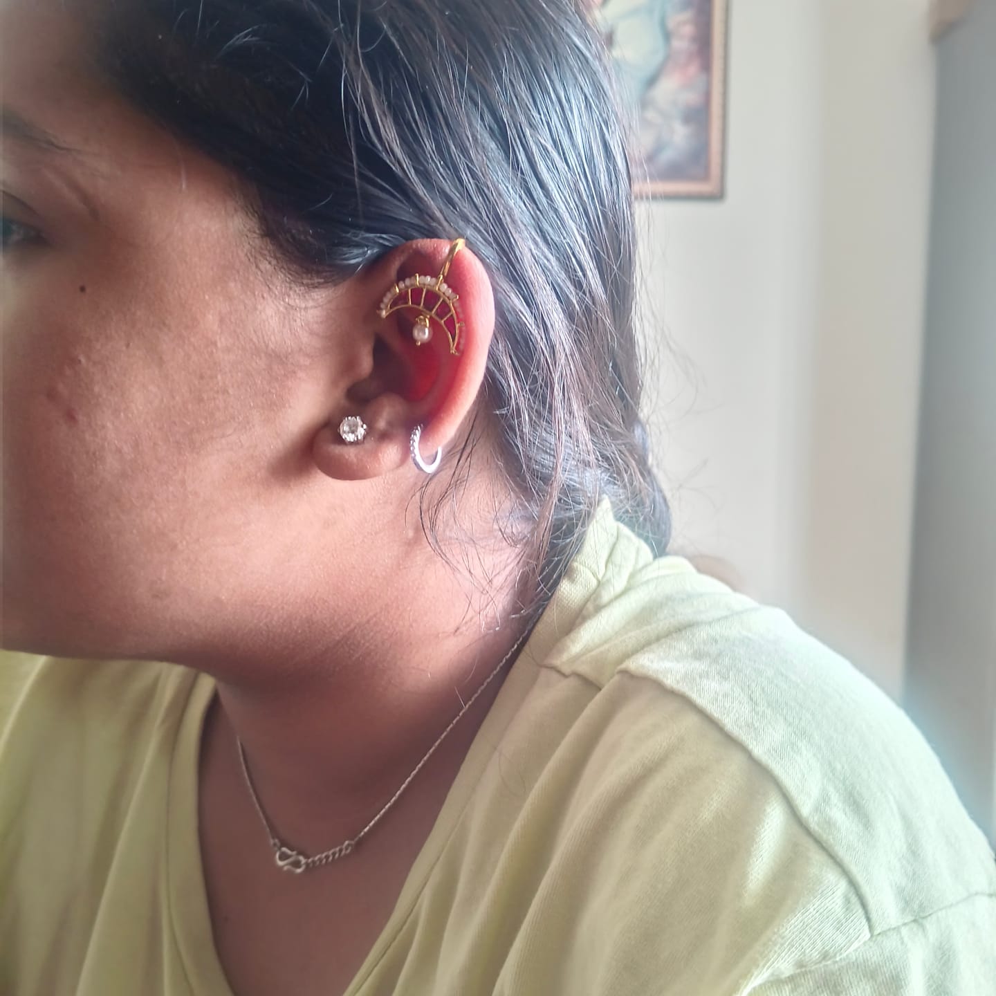 Customer photo review of 22k Gold Plated Sui Dhaga Vamika Earring