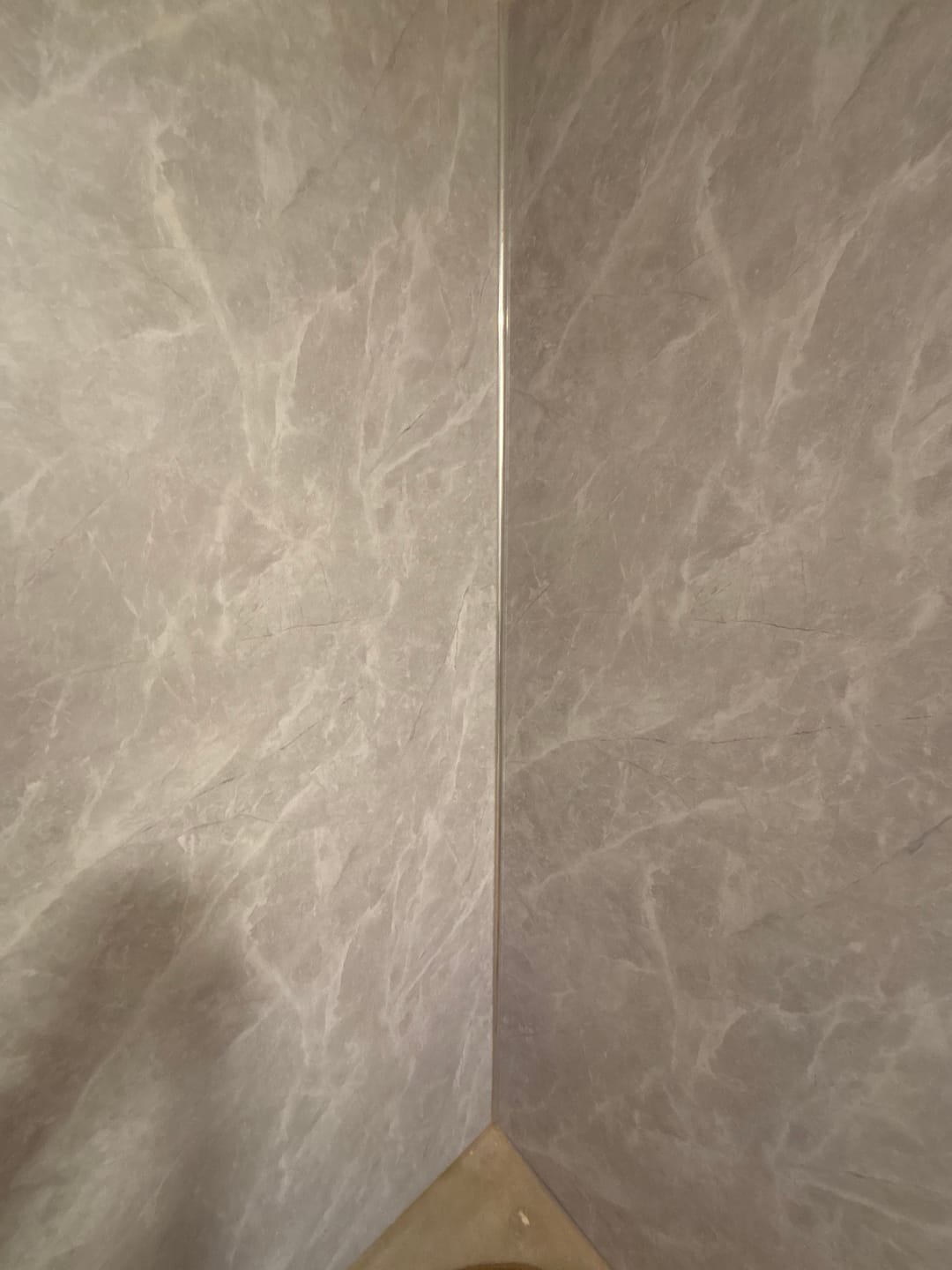 Customer photo review of Premium Light Grey Marble Matt Shower Wall Panel – 1M x 2.4M