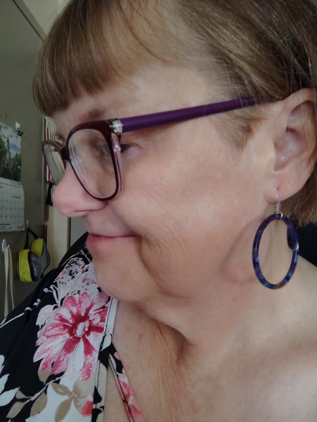 Customer photo review of Multicolor Celluloid Hoop Dangles