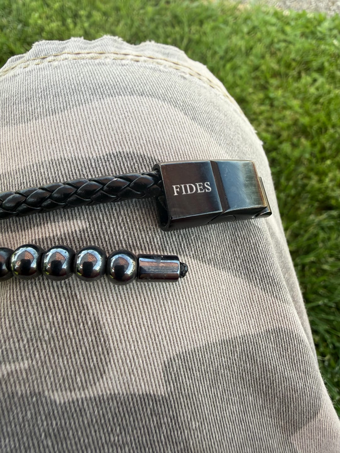 Customer photo review of Additional 1/2" Length Extender Link for Fides Cross Magnetic Leather Bracelet