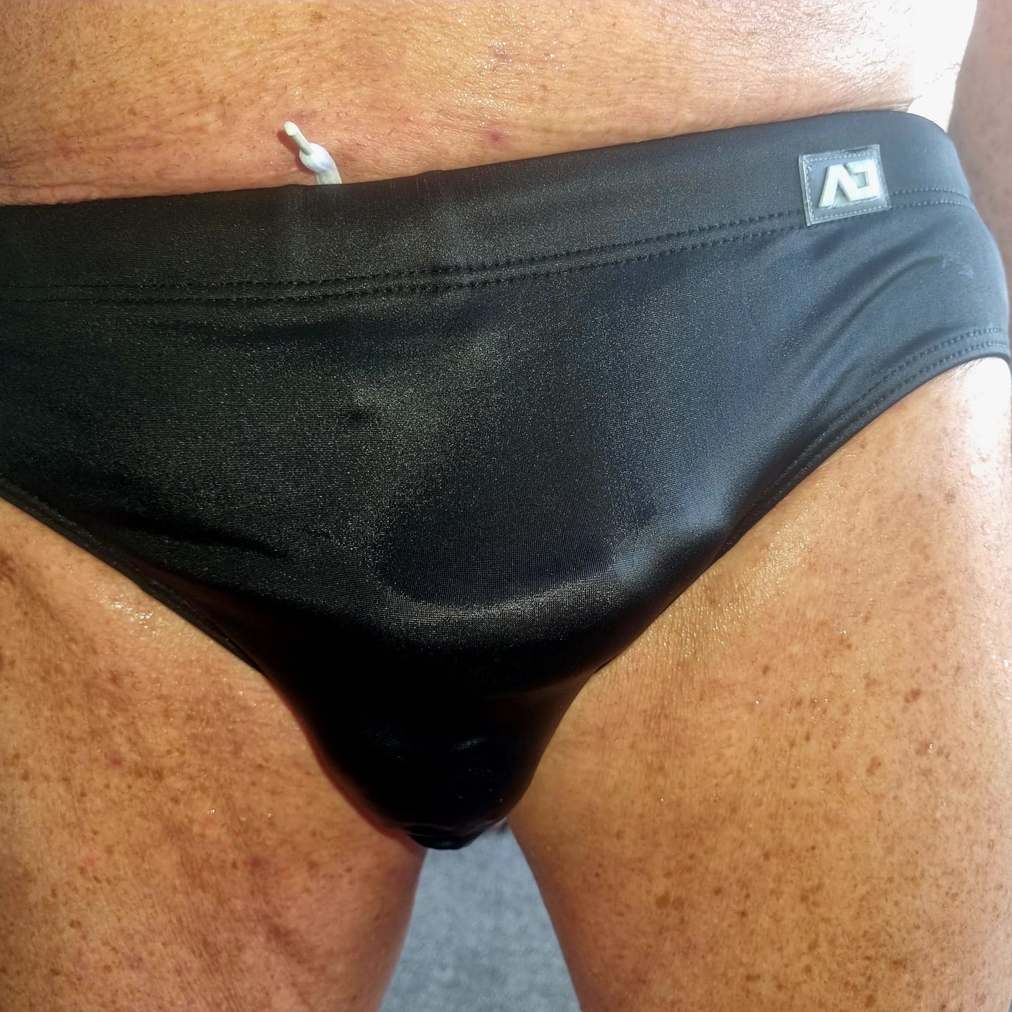 Customer photo review of Men's Color Block Swim Briefs with Removable Pad
