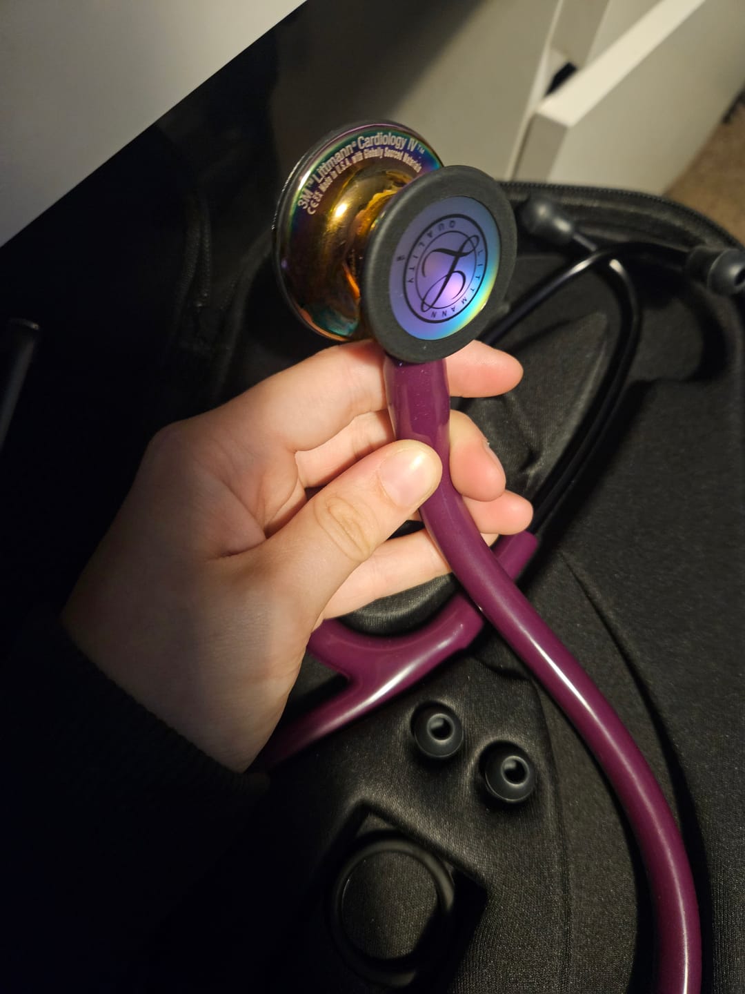 Customer photo review of Littmann Cardiology IV Diagnostic Stethoscope: High Polish Rainbow & Plum - Violet Stem 6239