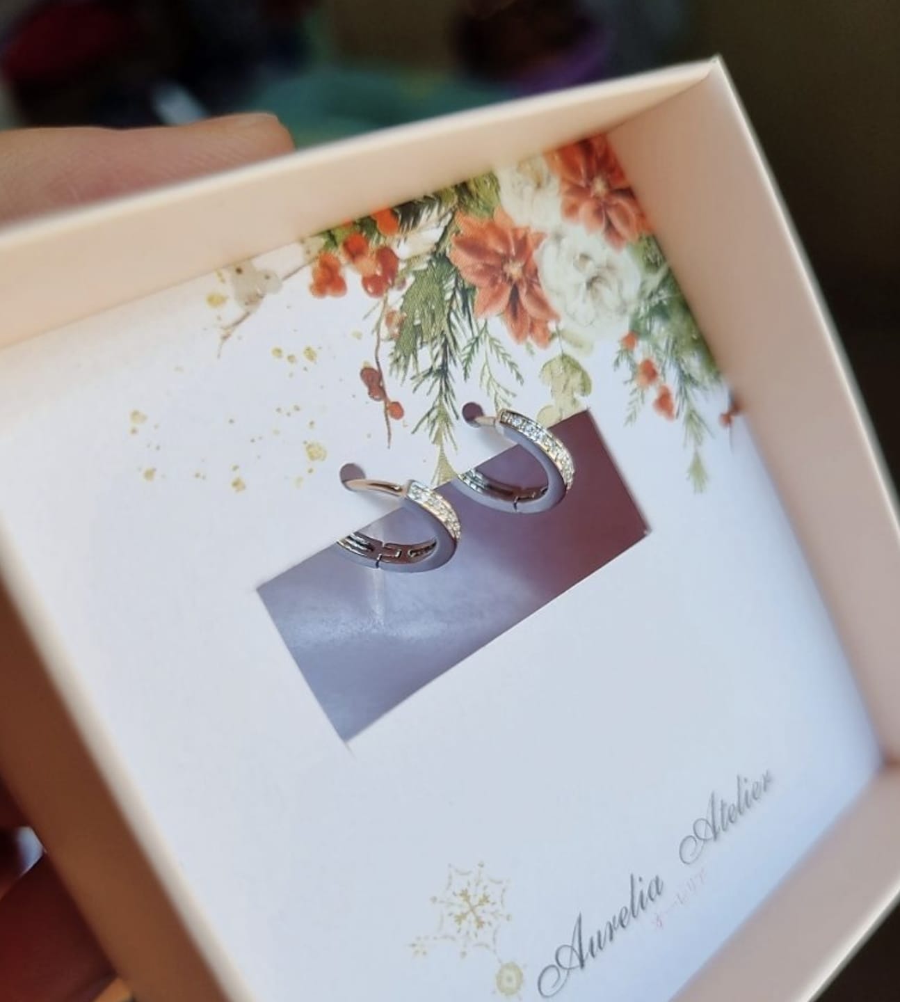 Customer photo review of Lunaria Huggie Hoop Earrings