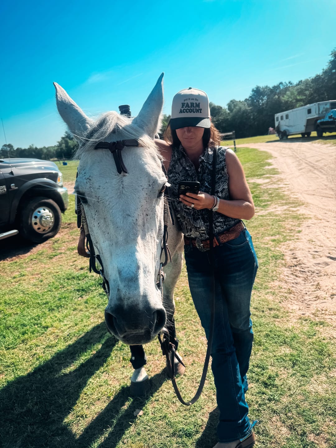 Customer photo review of Put It On The Farm Account Trucker Hat in Black/Tan
