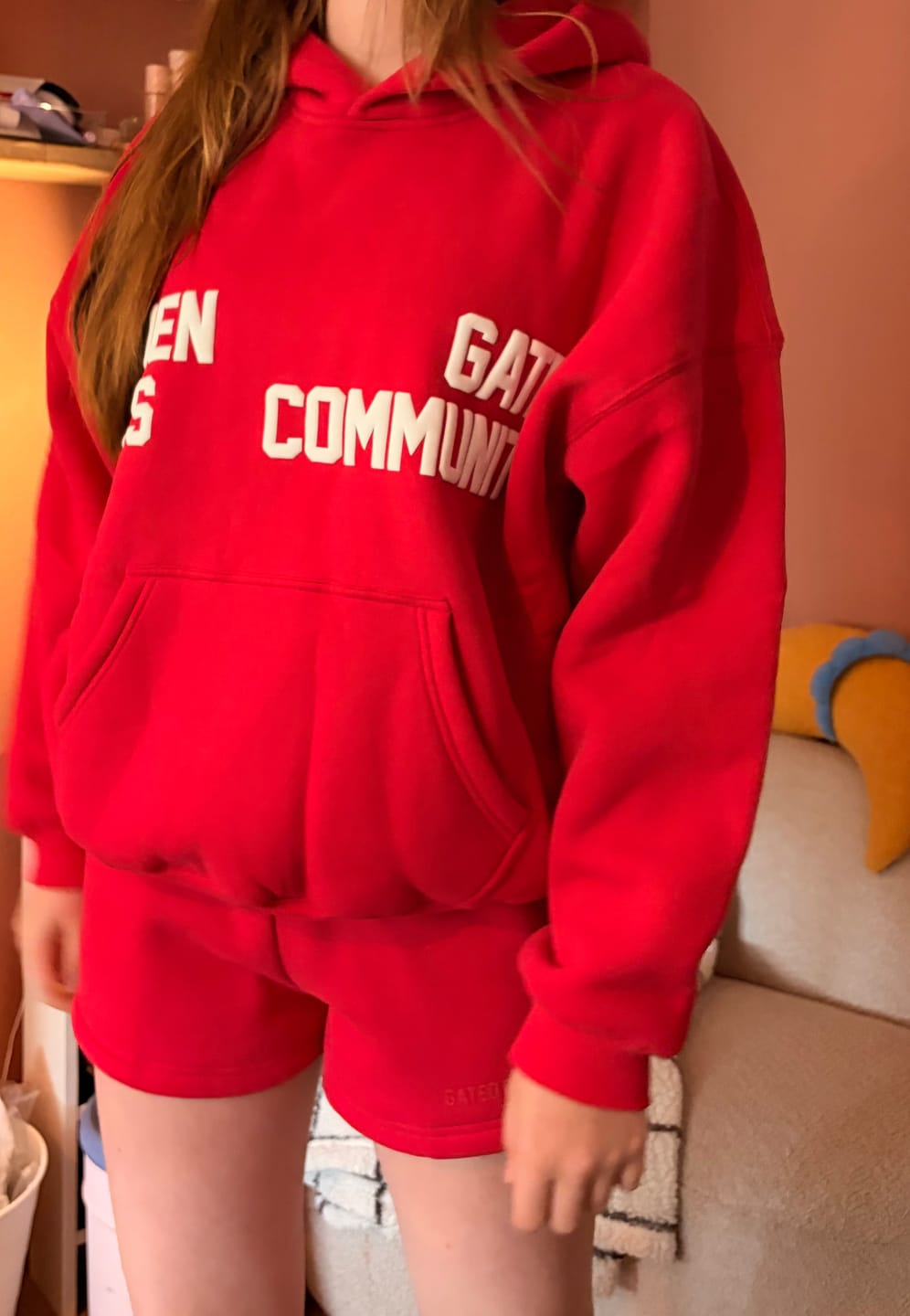 Customer photo review of GATED COMMUNITY HOODIE RASPBERRY RED