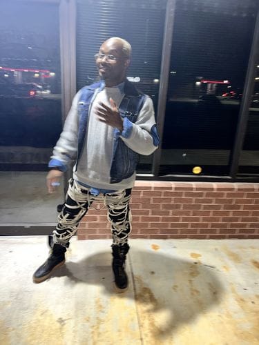 Customer photo review of "Ominira" Black and Neutral Laced Up Pants