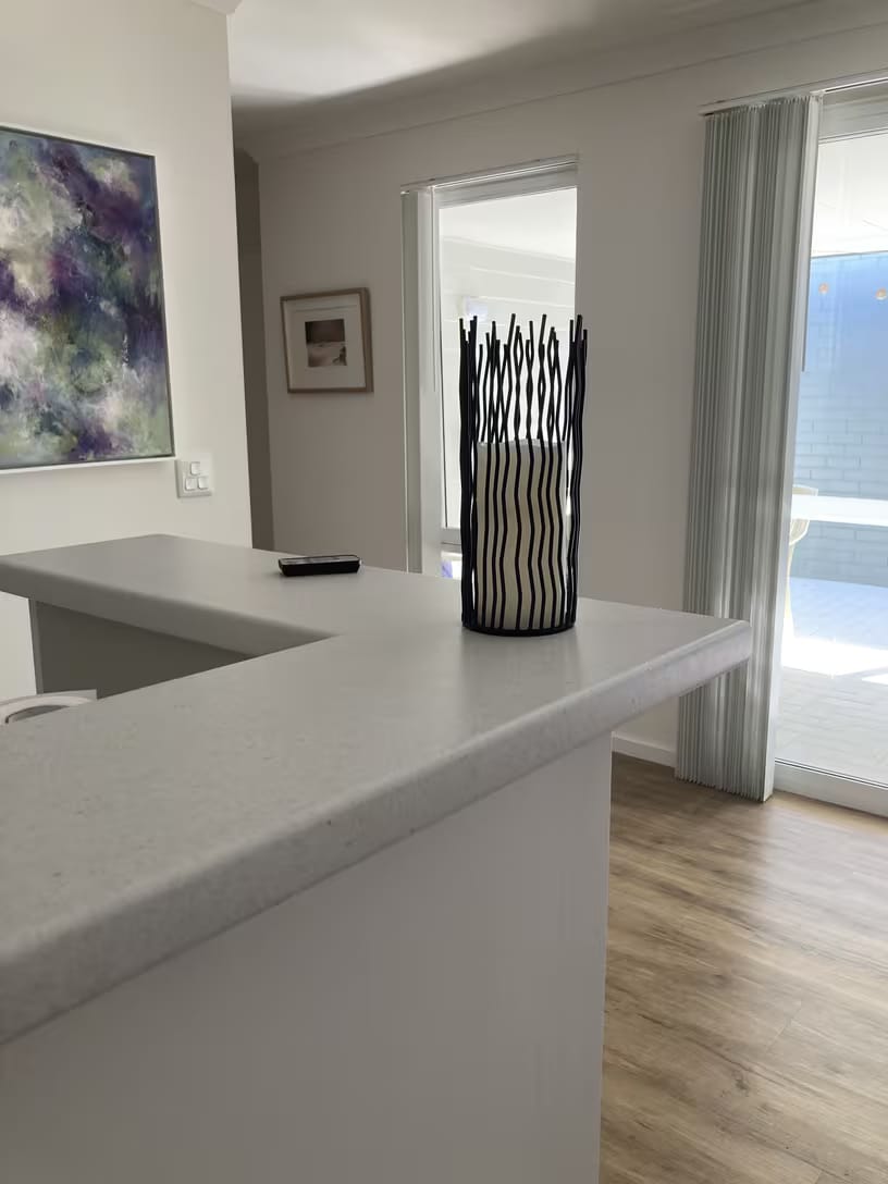 Customer photo review of Black Iron Candle Holder – Minimalist Tabletop Centrepiece