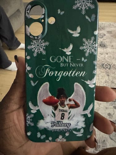 Customer photo review of Personalized In Loving Memory Phone Case - Custom Photo Angel Wings Memorial Gift