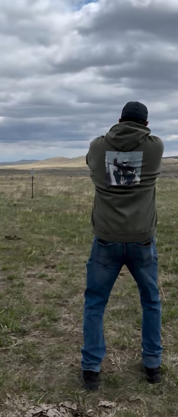 Customer photo review of AR500 Steel Shooting Target 1/2 Inch Thick 10" x 16" Silhouette Torso with T-Post Target Holder Mount