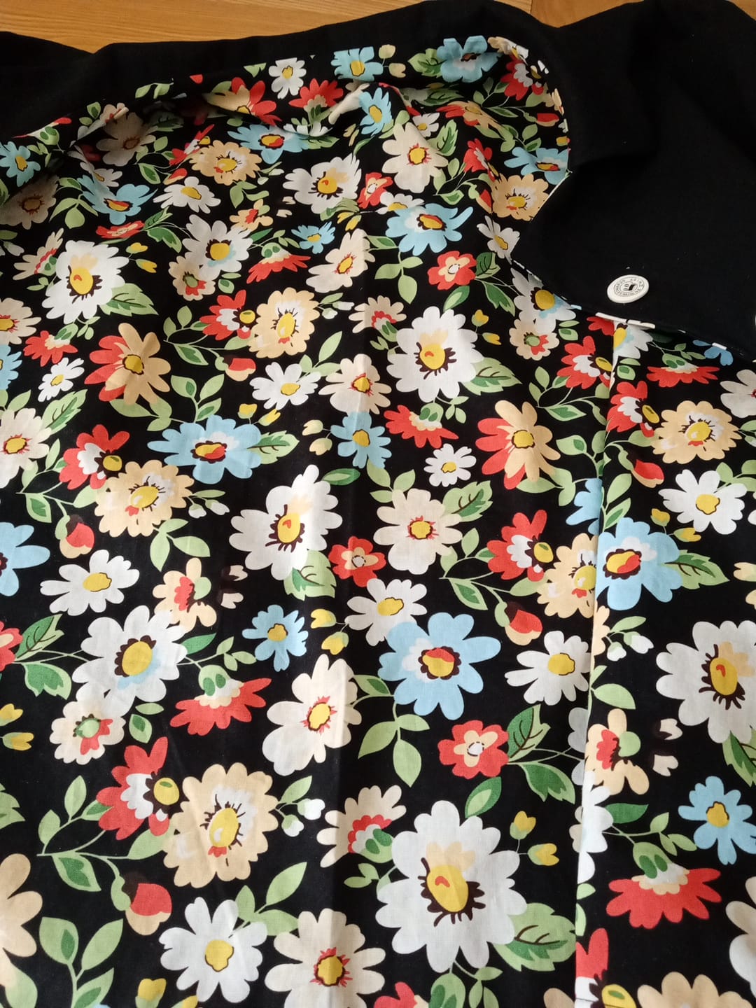 Customer photo review of Blue, Orange and White Floral Cotton Poplin Fabric