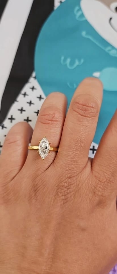 Customer photo review of 2 Carat Marquise Cut Solitaire Moissanite Ring