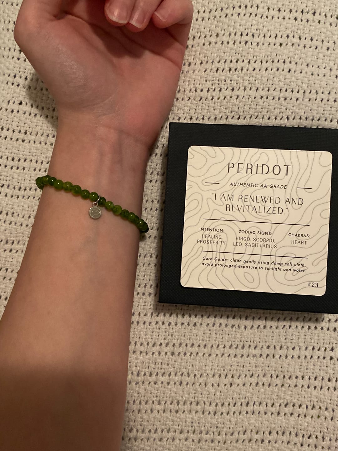 Customer photo review of Peridot Bracelet Mini