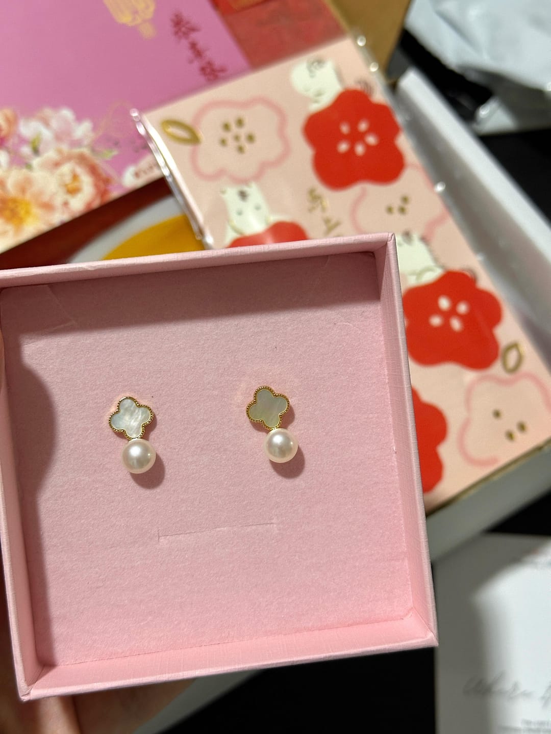Customer photo review of Vanya Clover Pearl Earrings