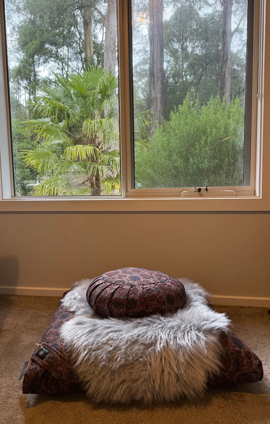 Customer photo review of Meditation Cushion Set - Dusky Ajrakh Fig