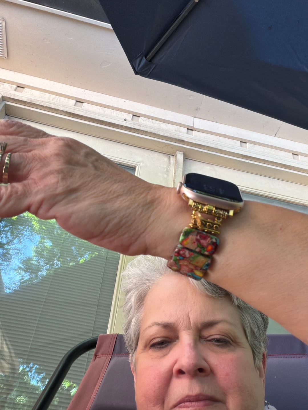 Customer photo review of Chic Flower Stretch Apple Watch Strap