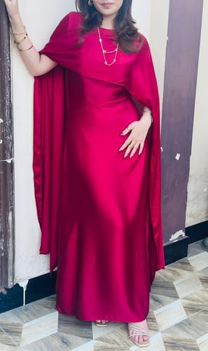 Customer photo review of { SILK CAPE SHAWL DRESS } { Half sleeves attach with the gown }