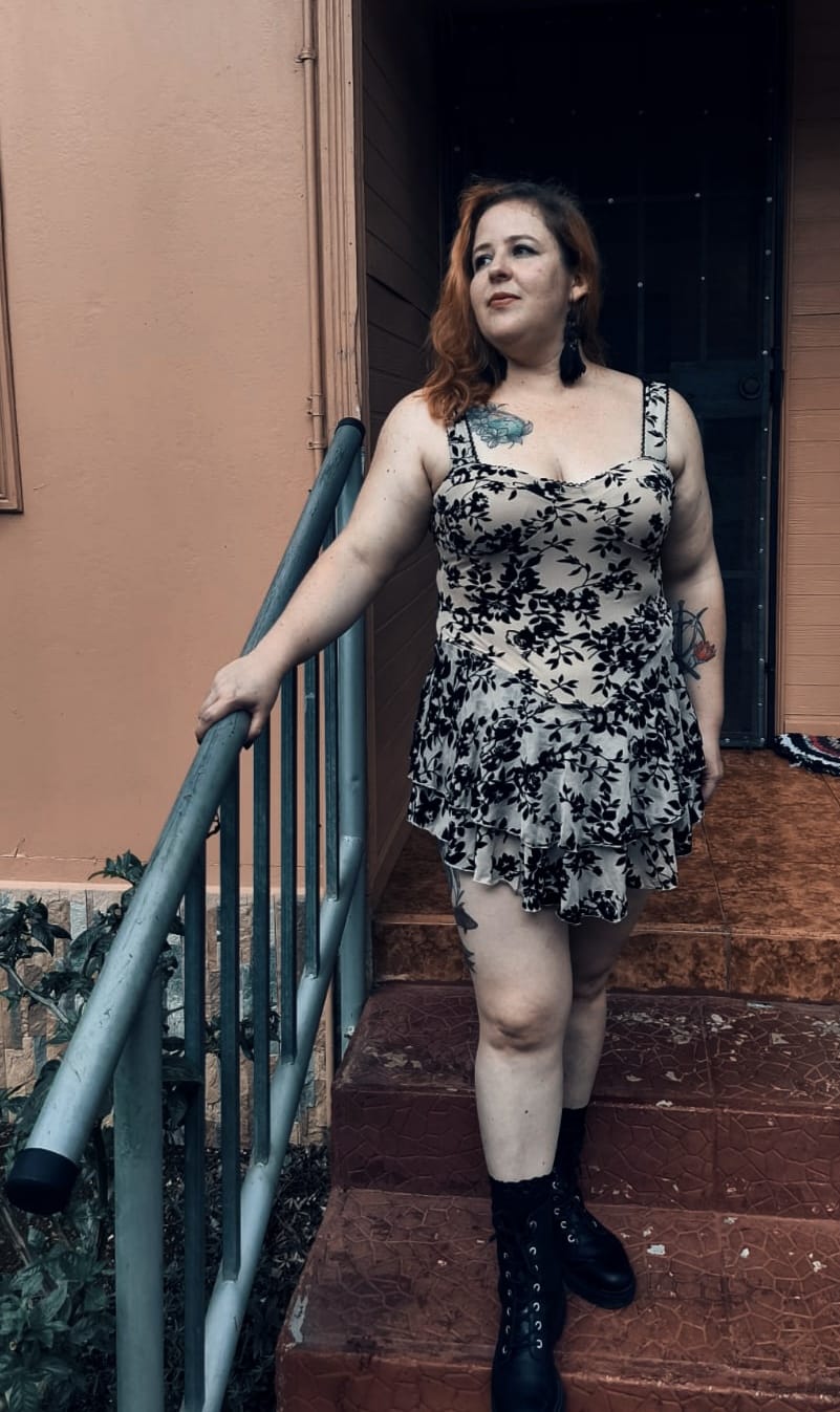 Customer photo review of Floral Honey Lace Mini Dress