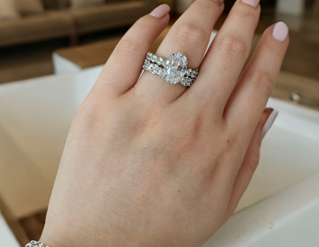 Customer photo review of S925 4.0Ct Oval Cut Engagement Ring With Round Cut Full Wedding Band Stackable Travel Ring