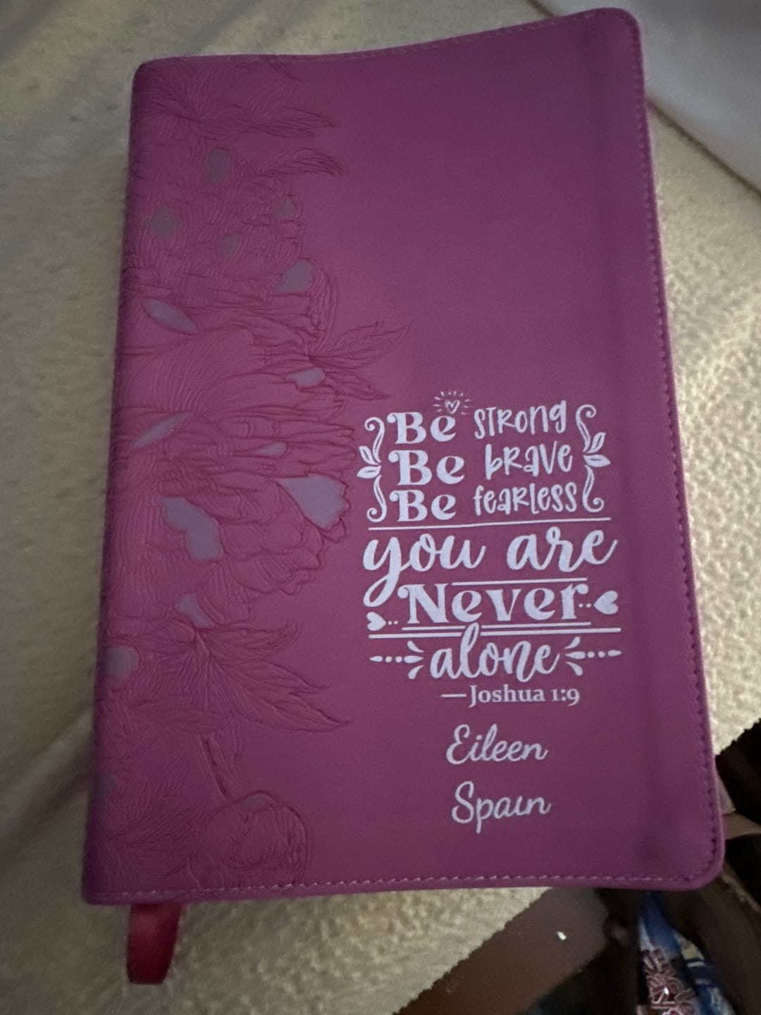 Customer photo review of Personalized NLT Giant Print Bible - Red Letter, Filament Enabled - Peony Pink - Verse