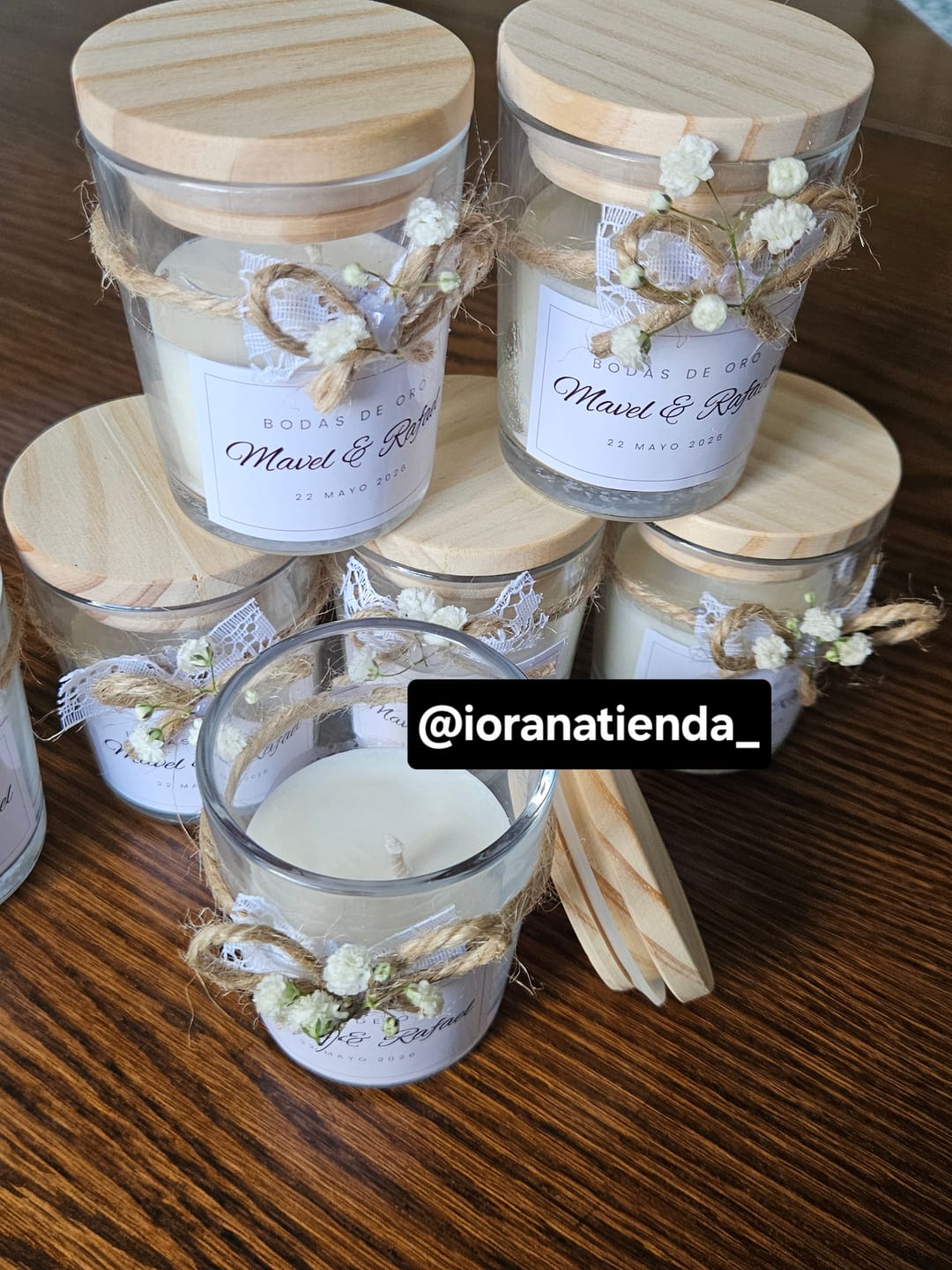Customer photo review of Pote frasco velas vidrio transparente 90 ml tapa madera