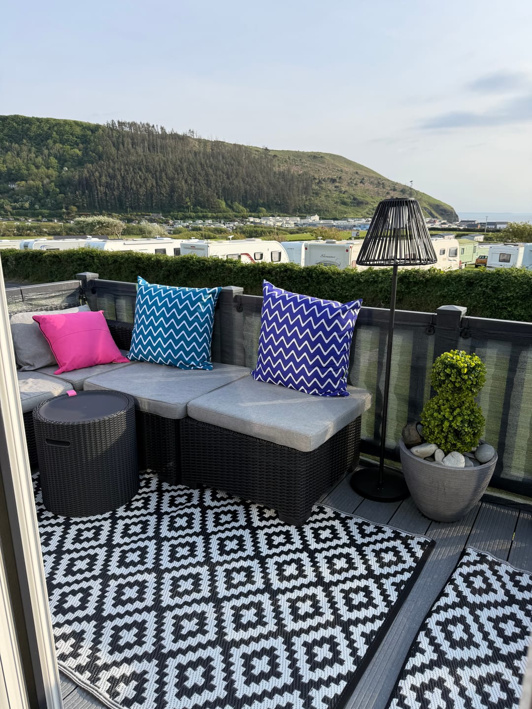 Customer photo review of Arabesque Zig Zag Garden Scatter Cushions 60x60cm