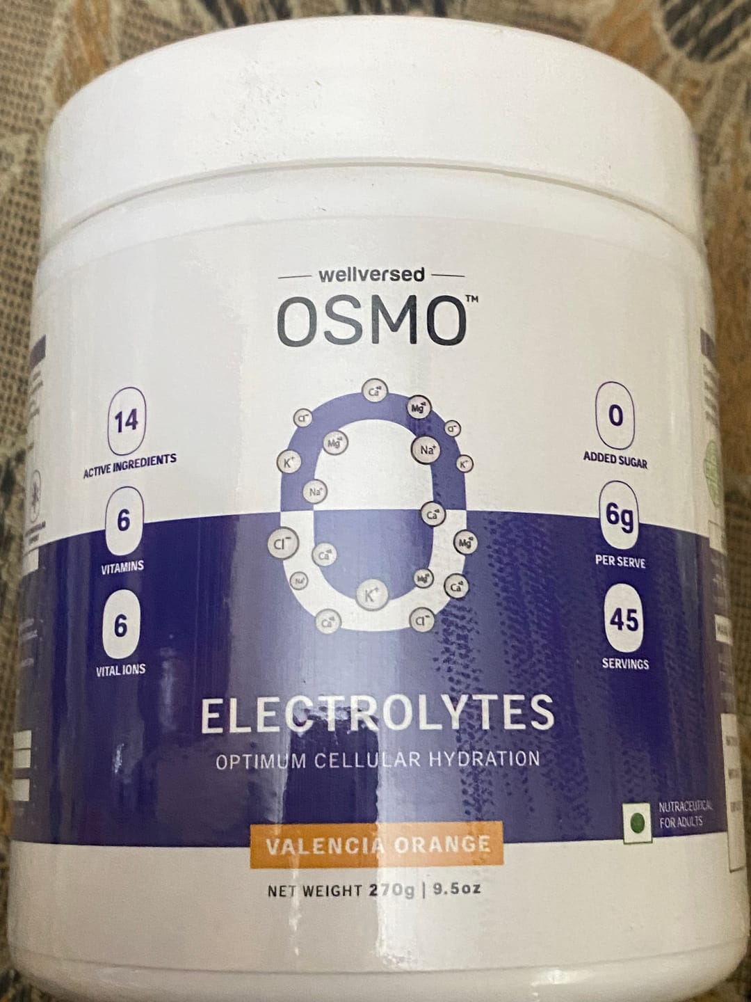 Customer photo review of OSMO - Electrolyte Hydration Blend (Advanced Salts + Taurine & Vitamins) | Valencia Orange Flavour (270g, 45 servings)