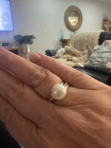 Customer photo review of Freshwater Pearl and Diamond Ring in 9ct Yellow Gold