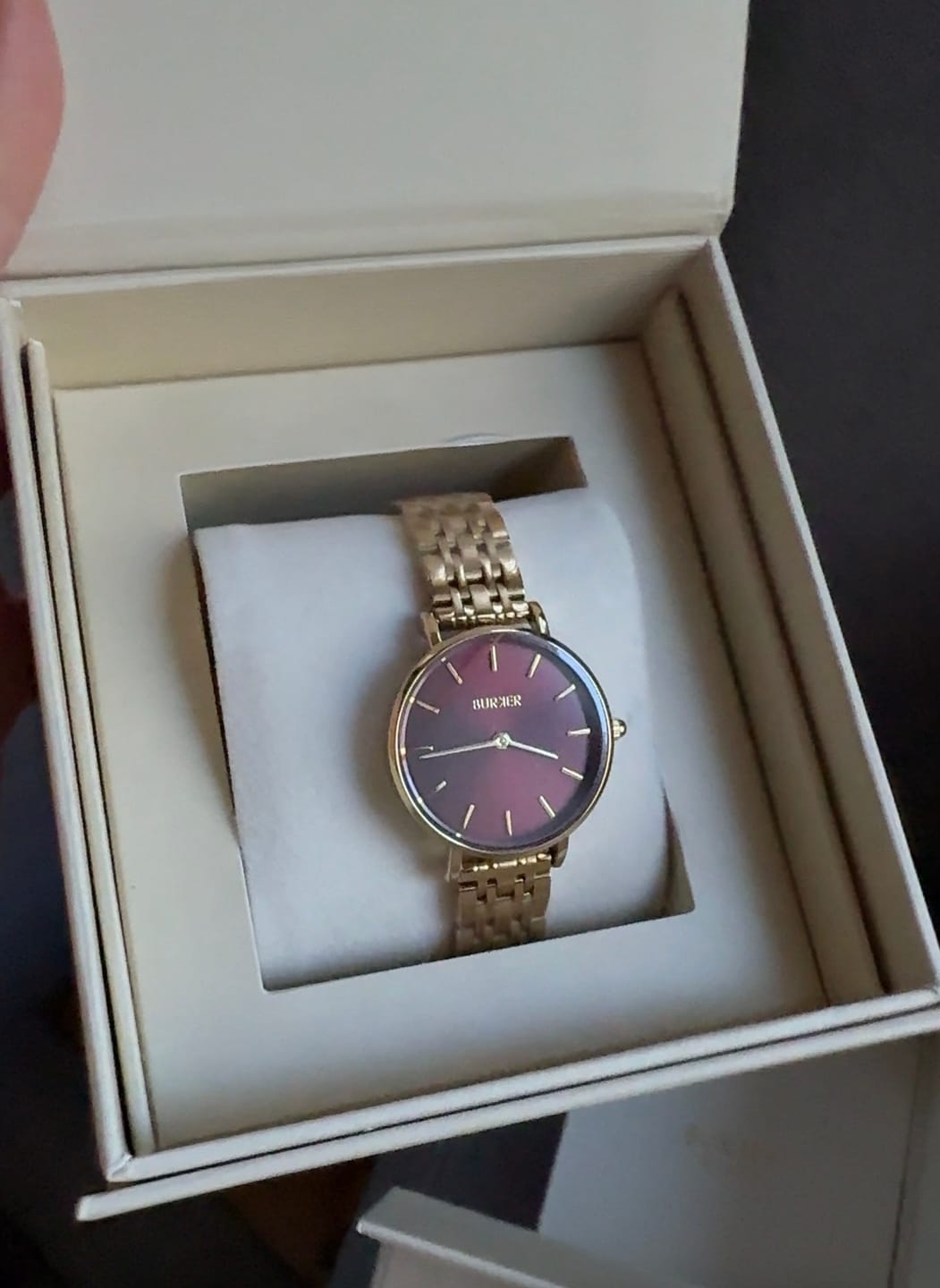 Customer photo review of Ruby Petite Gold Burgundy