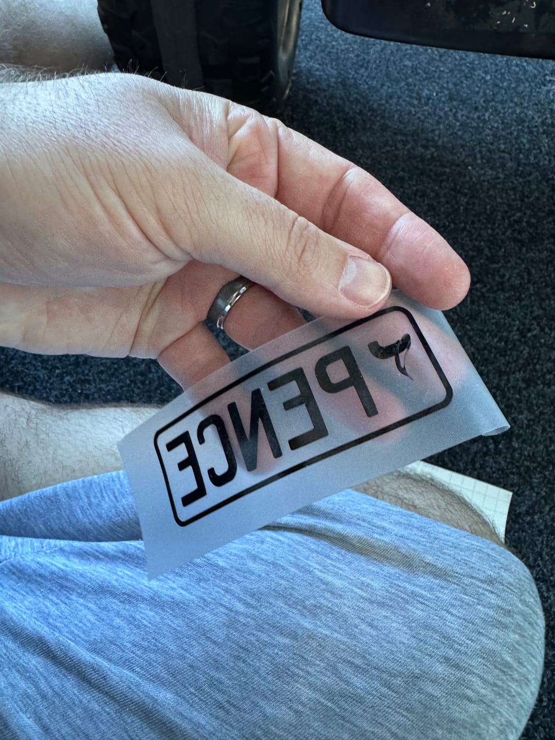 Customer photo review of Personalised Number Plate Decal