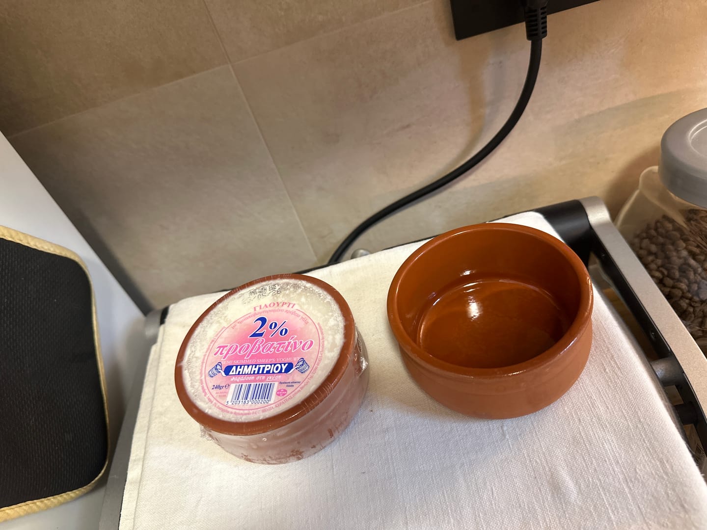 Customer photo review of Traditional Greek Sheep Yogurt 2% in Clay Pot – Naturally Light & Protein-Rich (3×240g)