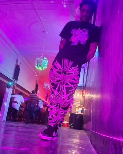Customer photo review of "Ominira" Black and Neutral Laced Up Pants
