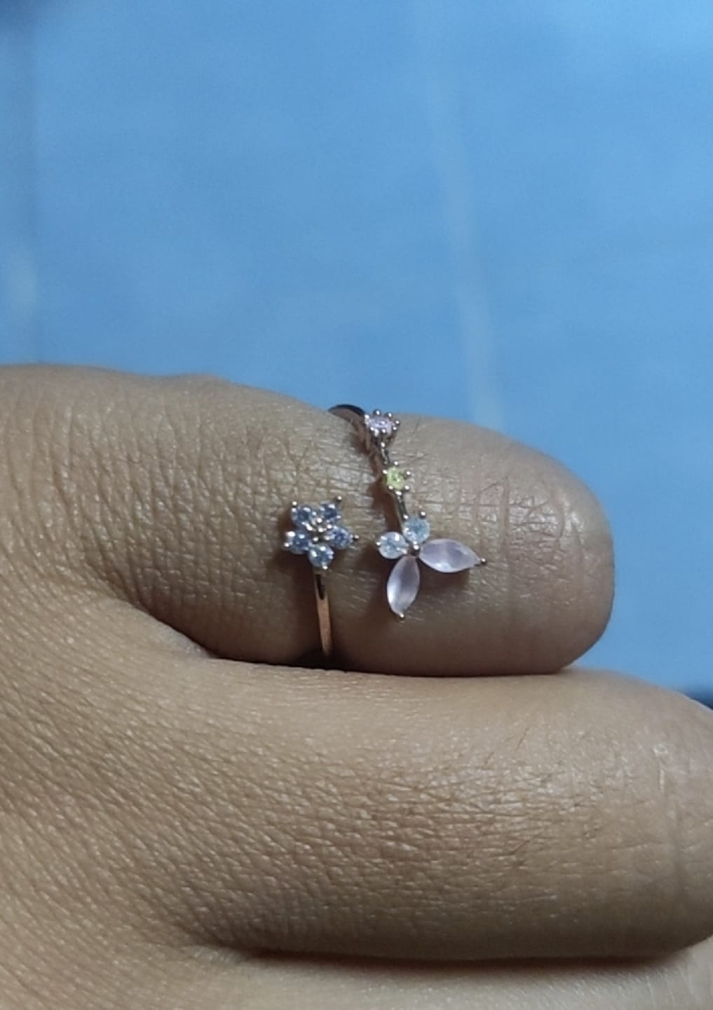 Customer photo review of Rose Gold Butterfly Ranunculus Ring