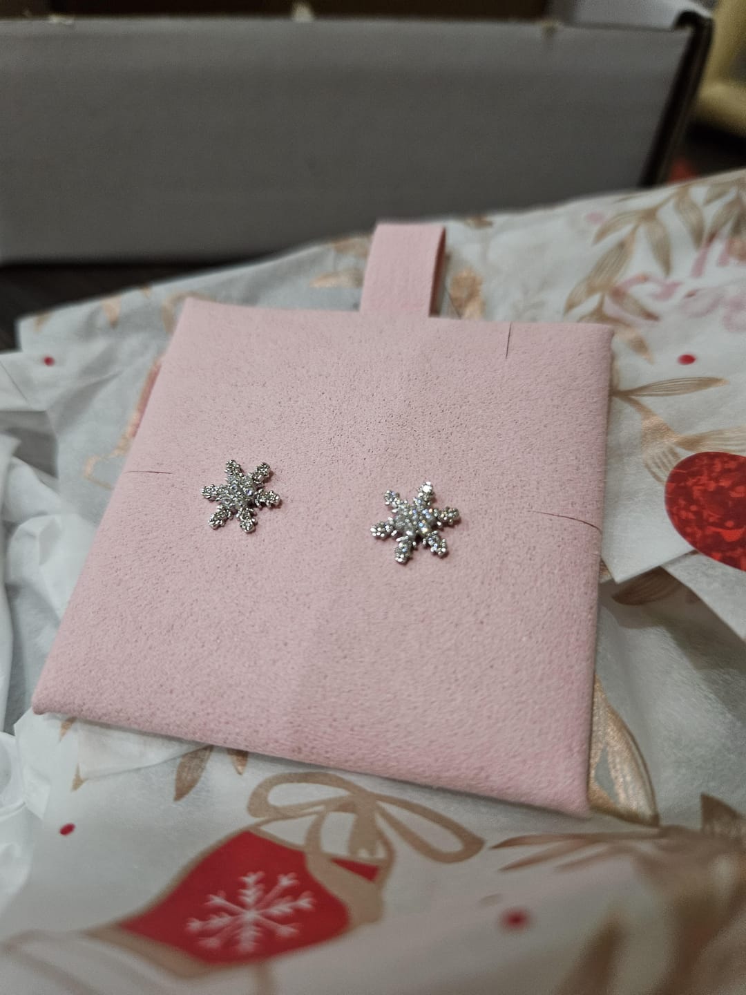 Customer photo review of Silver Gala Snowflake Earrings
