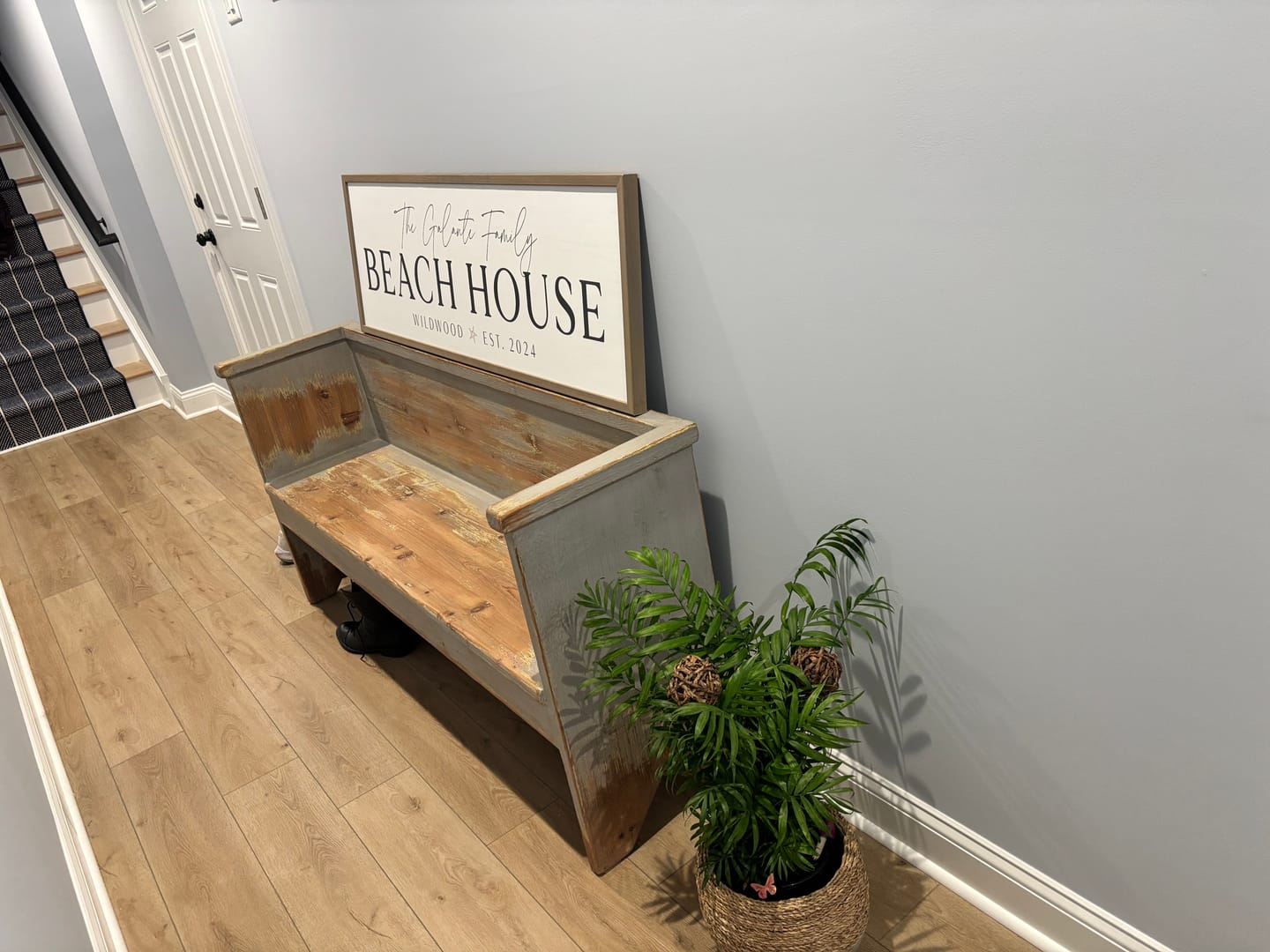Customer photo review of Beach House Grey Wash Entry Bench