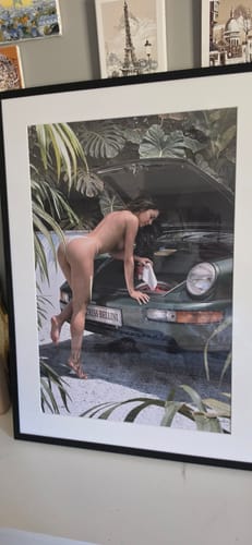 Customer's Arte Verde N02 art print, framed in black and hanging in their office.