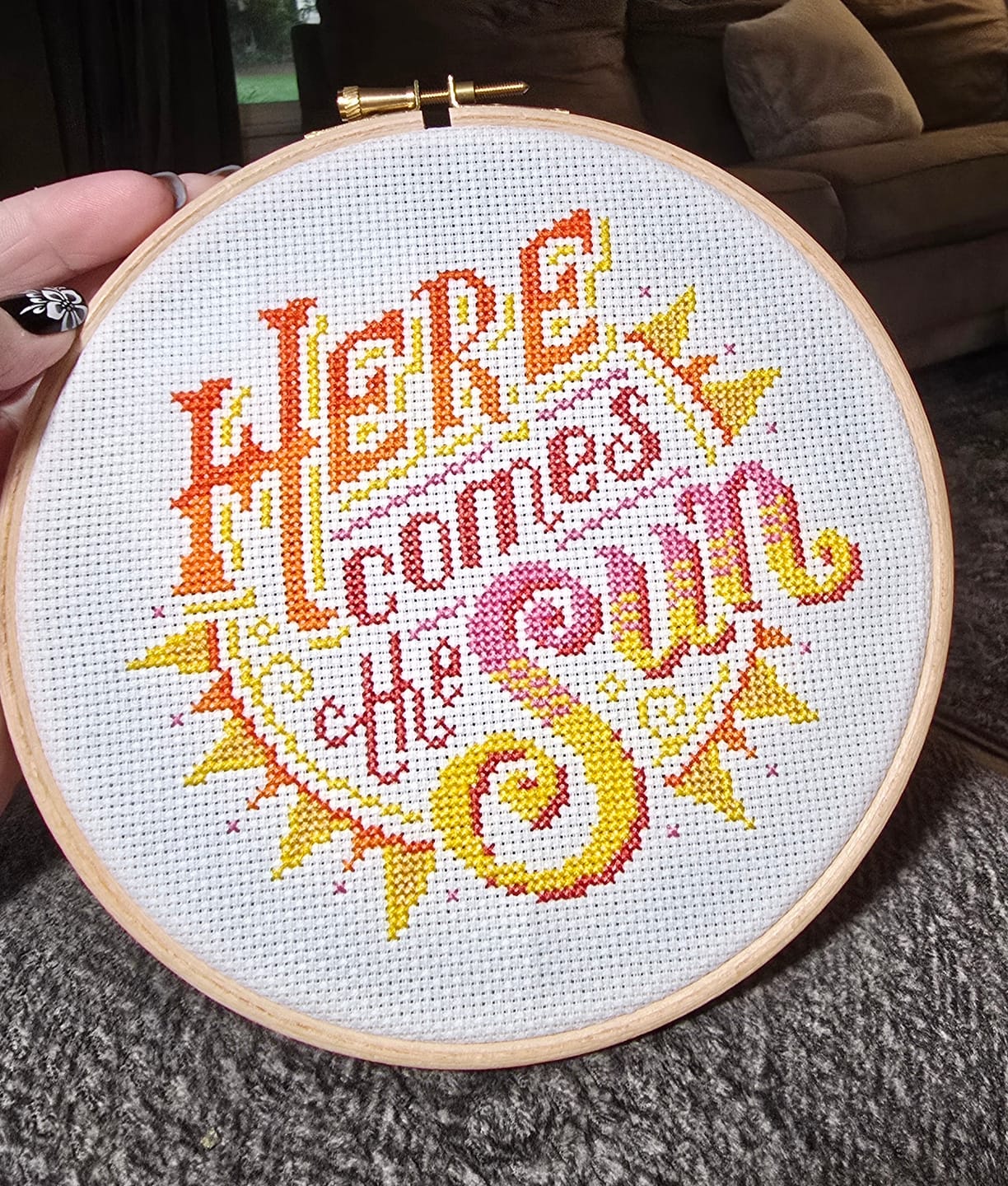 Customer photo review of Here Comes the Sun - Cross Stitch Kit