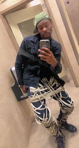 Customer photo review of "Ominira" Black and Neutral Laced Up Pants