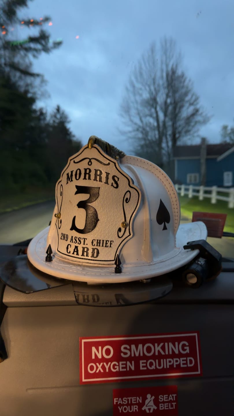 Customer photo review of Bare Bones Leather Firefighter Helmet Shield